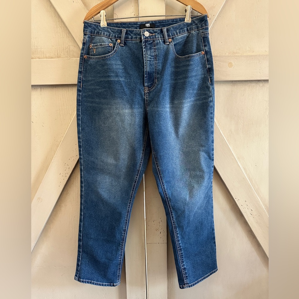 Frye Women’s Blue Wash Cropped Straight Leg Jeans Size 10/30 Stretch Denim